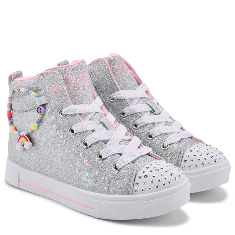 Skechers Kids' Twinkle Toes Charm Bestie Sneaker Little/Big Kid Shoes (Silver) - Size 1.0 M