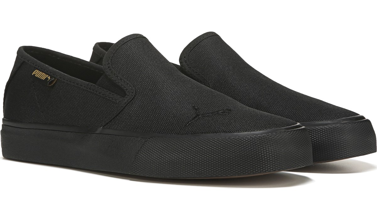black slip on sports shoes