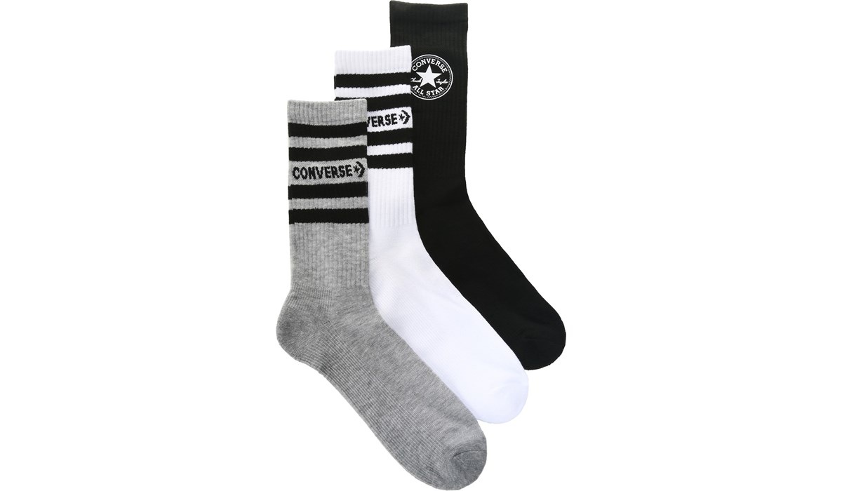 zoete smaak Niet modieus Goedkeuring Converse Men's 3 Pack Crew Socks | Famous Footwear