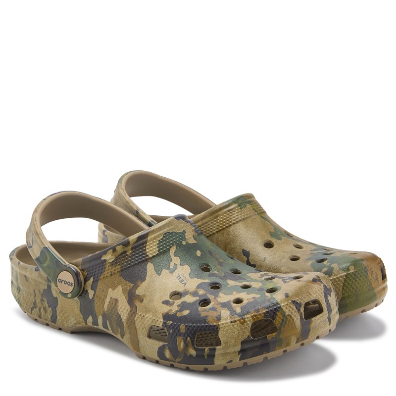 Crocs Graphic Classic Clog Shoes (Khaki/Multi) - Size 10.0 M