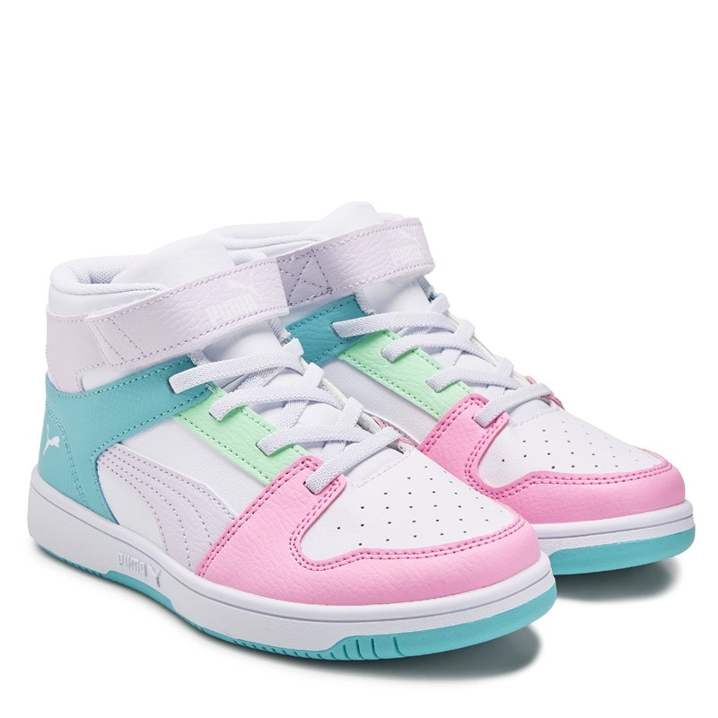 Puma Kids' Rebound Layup High Top Little Kid Shoes (Pink/Blue/Purple) - Size 2.0 M