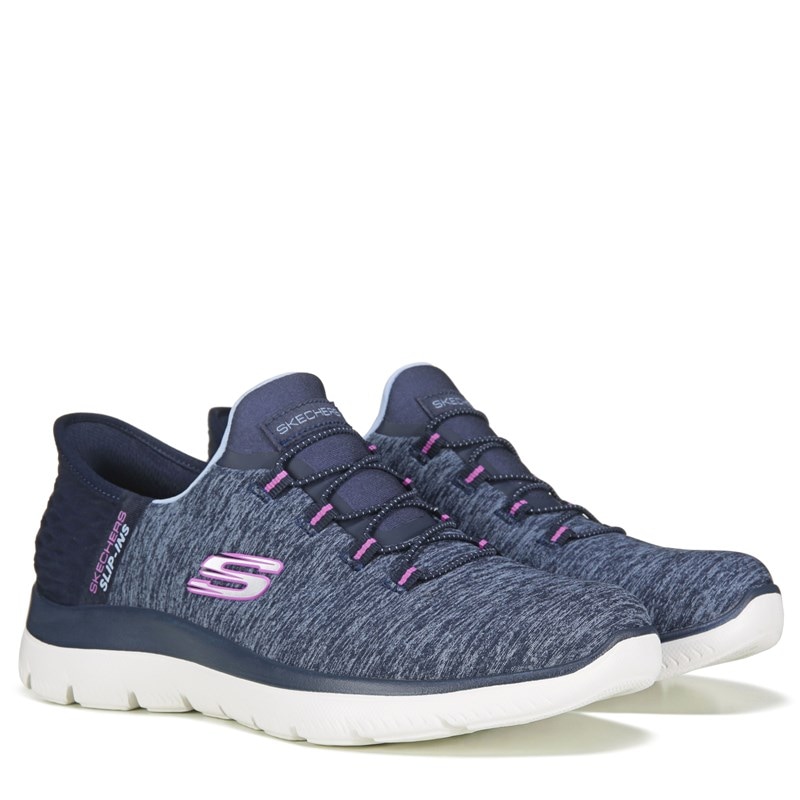 Skechers Women's Slip-Ins Summits Medium/Wide Sneakers (Navy/Purple) - Size 12.0 M