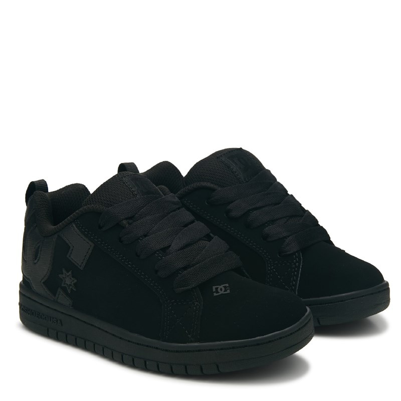 DC Shoes Kids' Court Graffik Skate Shoe Little/Big Kid Shoes (Black/Black) - Size 13.5 M