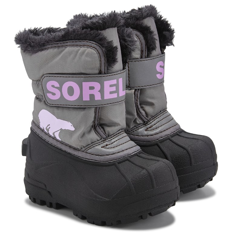 Sorel Kids' Snow Commander Waterproof Winter Boot Toddler Boots (Grey/Purple) - Size 7.0 M