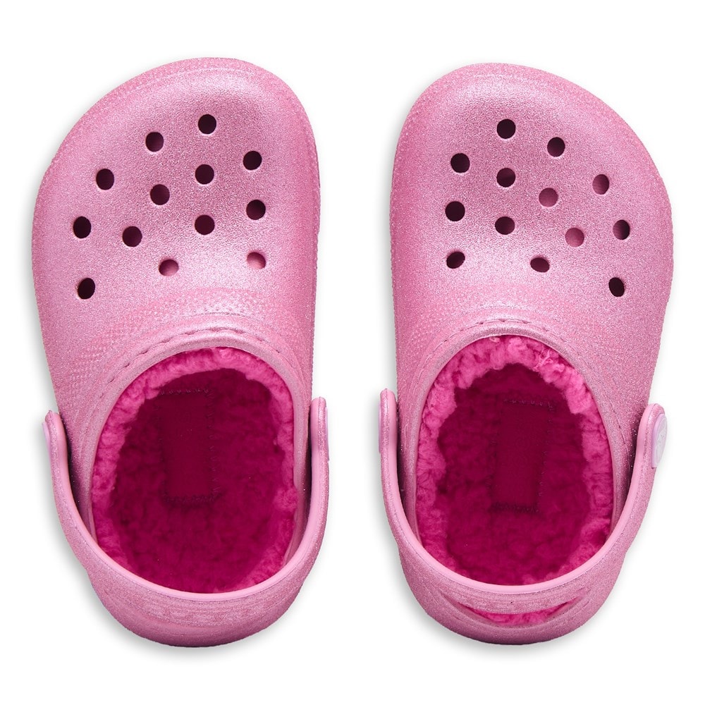 Pink Red Fuzz Lined Crocs Crocs Kids' Classic Fuzz Lined Clog