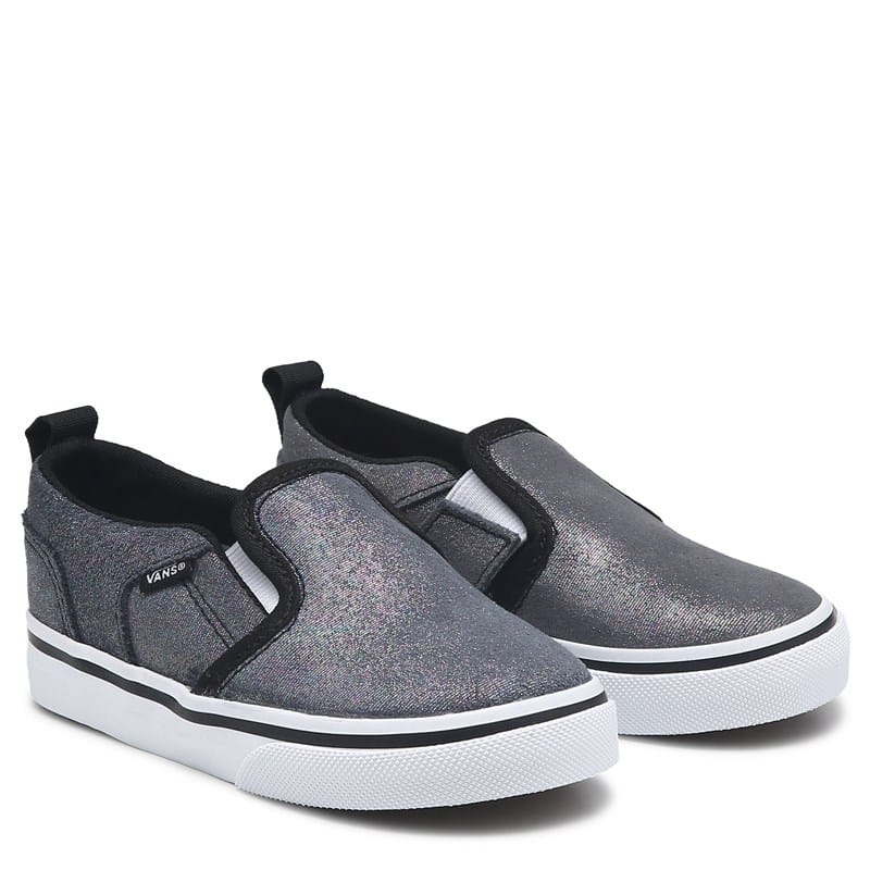 Vans Kids' Asher Slip On Sneaker Toddler Shoes (Black/Shimmer) - Size 7.0 M