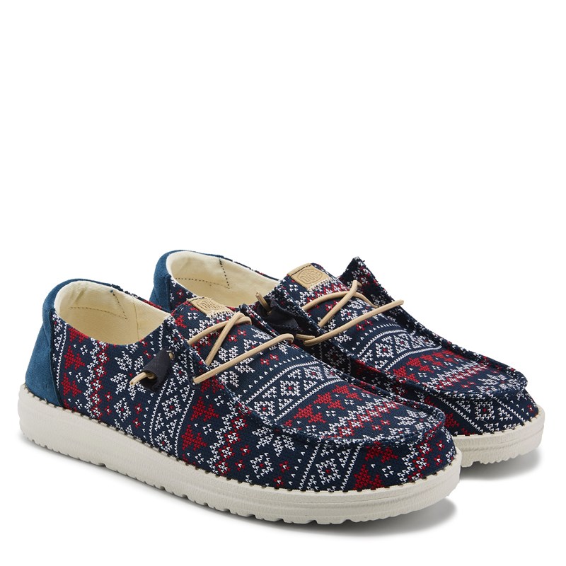 Heydude Women's Wendy Holiday Cheers Slip On Shoes (Navy Ugly Sweater) - Size 10.0 M