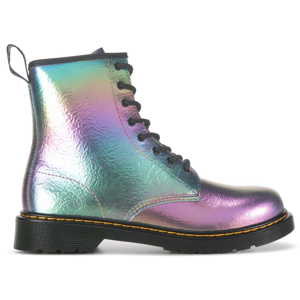 Light Blue Iridescent Combat Boot 6 | Sparkl