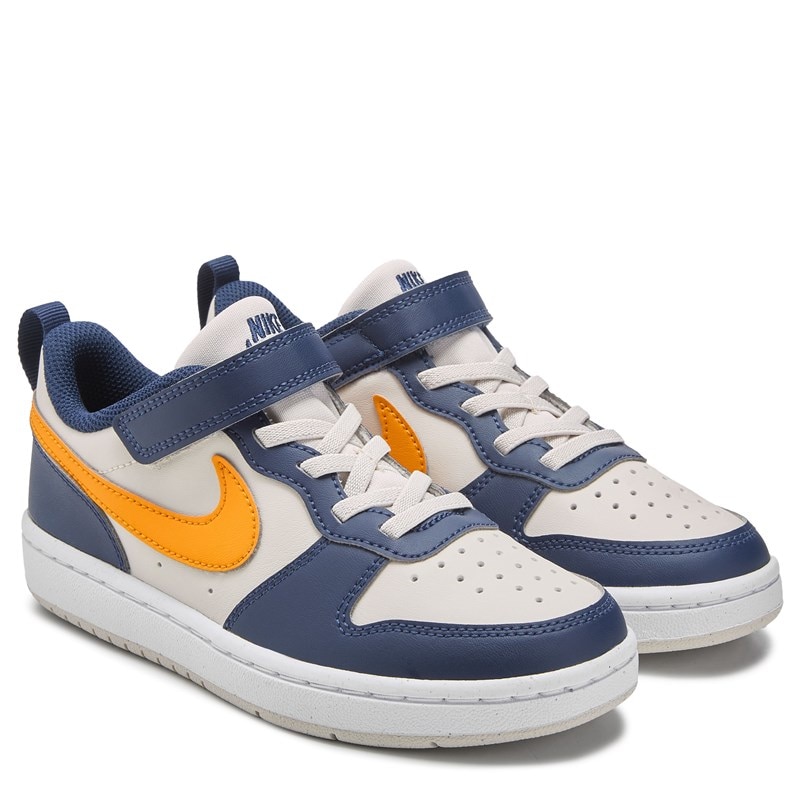 Nike Kids' Court Borough Recraft Low Top Sneaker Little Kid Shoes (Grey/Navy/Orange) - Size 11.0 M