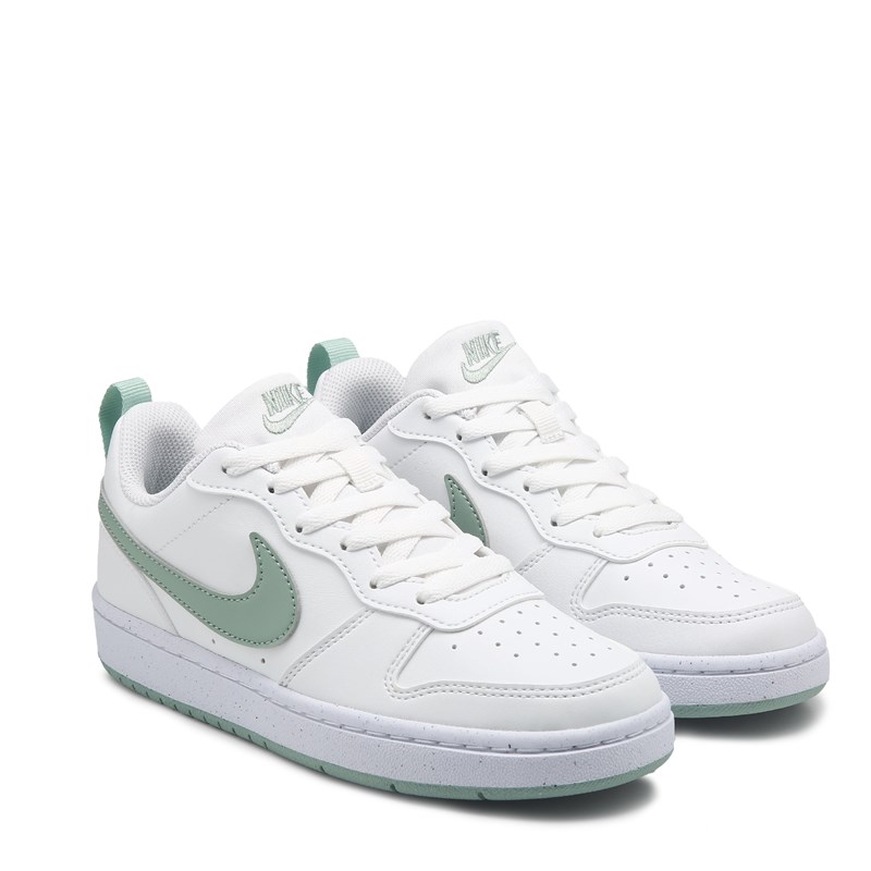 Nike Kids' Court Borough Recraft Low Top Sneaker Big Kid Shoes (White/Green) - Size 6.0 M