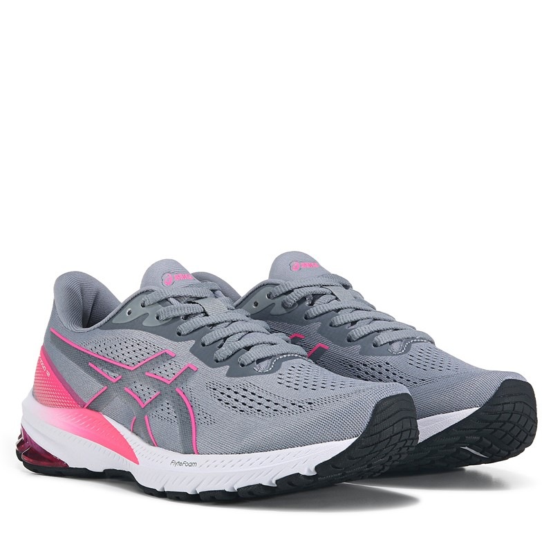 ASICS Women's Gt 1000 12 Running Shoes (Grey/Hot Pink) - Size 5.0 D