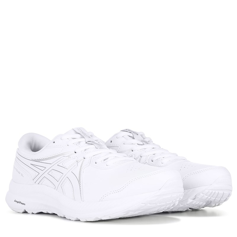 ASICS Women's Contend 8 Medium/Wide Running Shoes (White/Silver Leather) - Size 7.0 M
