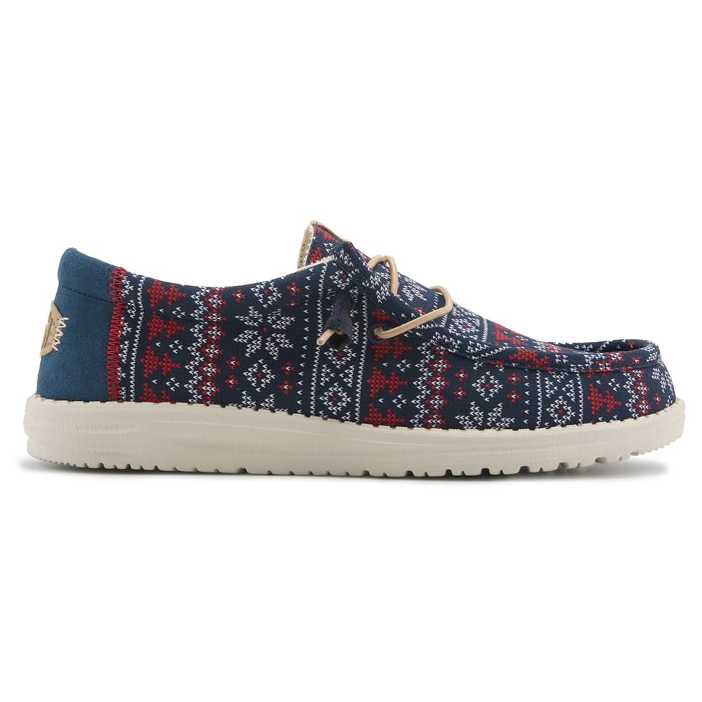 Hey Dude Wally Holiday Cheers Men\'s Size 8 Ugly Christmas Shoes Blue Red New Hey Dude Wally Ugly Christmas Sweater Lined Mule Slip On  main image 4