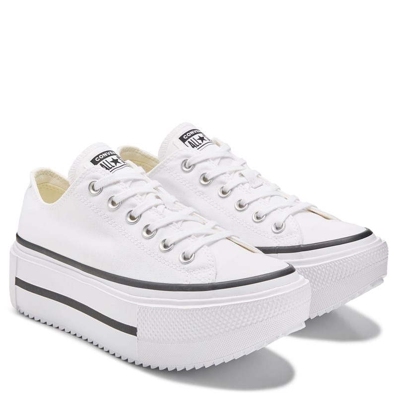 Converse Chuck Taylor All Star Lift Double Stack Platform Ox Sneakers (White/Black) - Size 3.0 M
