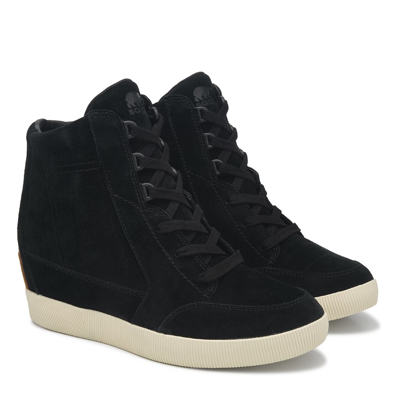 Sorel Women's Out N About Wedge Sneaker Boots (Black/Sea Salt) - Size 6.0 M