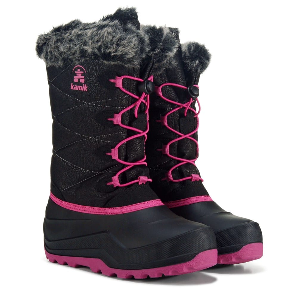 Bottes D'hiver Kamik Sugarplum Pour Tout-petits - Rose Foncé, Taille 8 US Toddler, Semelle Plate, Lacets Auto-bloquants