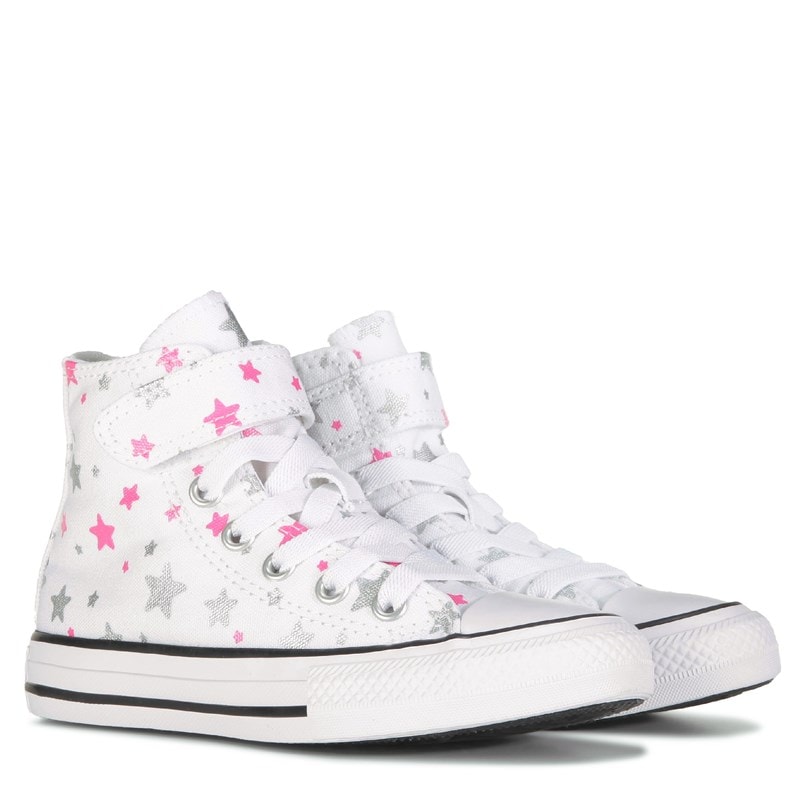 Converse Kids' Chuck Taylor All Star 1v High Top Sneaker Little Kid Shoes (White Sparkle Star) - Size 2.0 M