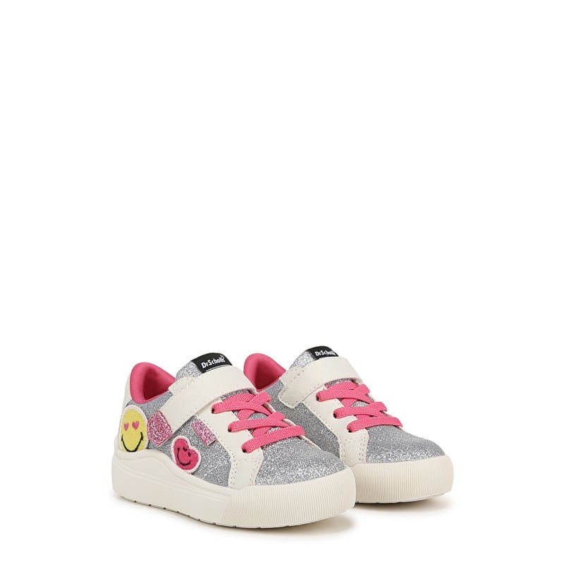 Dr. Scholl's Kids' Dr. Scholl's X Smileyworld Time Off Sneaker Toddler Shoes (Silver Glitter) - Size 6.0 M