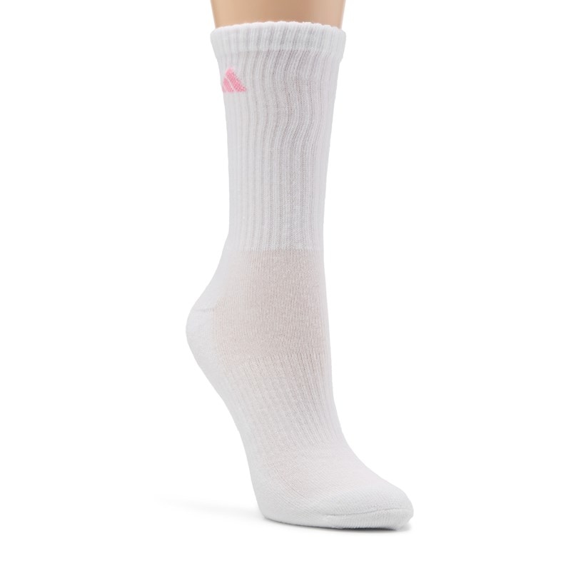 Adidas Women's Athletic Cushioned 6-Pack Crew Socks (White Assorted) - Size 0.0 OT