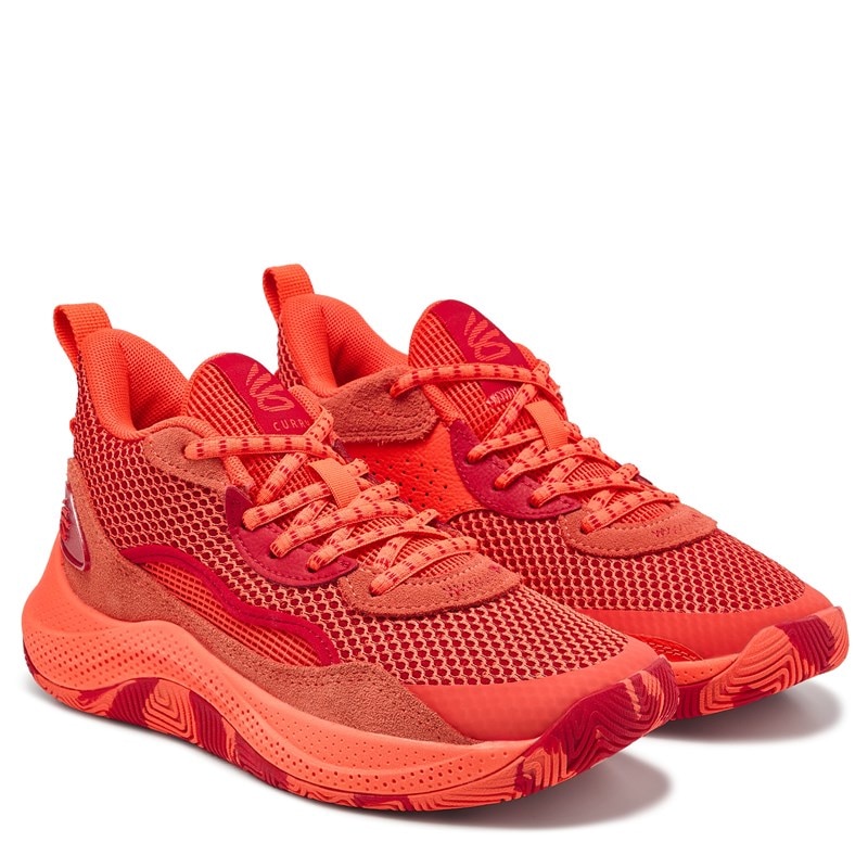 Under Armour Kids' Curry 3z24 Basketball Shoe Big Kid Shoes (Red/Orange) - Size 3.5 M