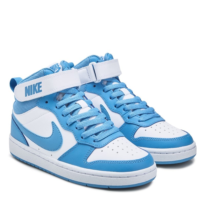 Nike Kids' Court Borough Mid 2 High Top Sneaker Big Kid Shoes (Blue/White) - Size 3.0 M