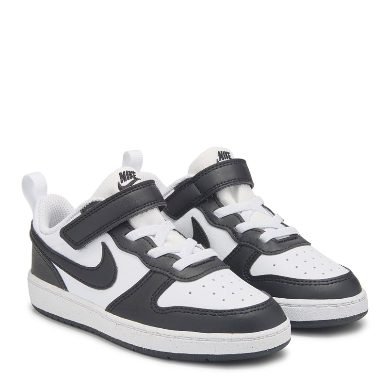 Nike Kids' Court Borough Recraft Low Top Sneaker Little Kid Shoes (Black/White) - Size 13.5 M