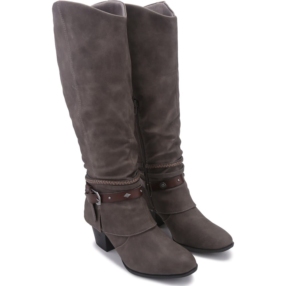 women's dress boots for wide calves Knee High Chunky Heel Tall Slouch Riding Boot Ladies Calf Winter Western Shoes Finished with a grippy rubber outsole Zodiac Wide Width Cindy Wide
