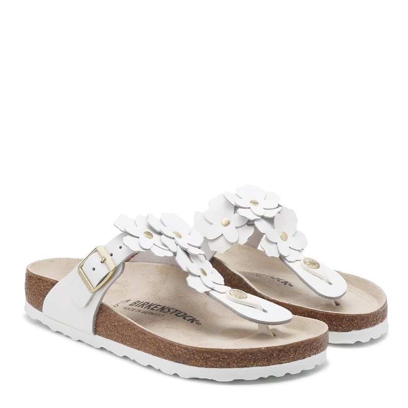 Birkenstock Women's Gizeh Flowers Footbed Sandals (White Leather) - Size 42.0 M