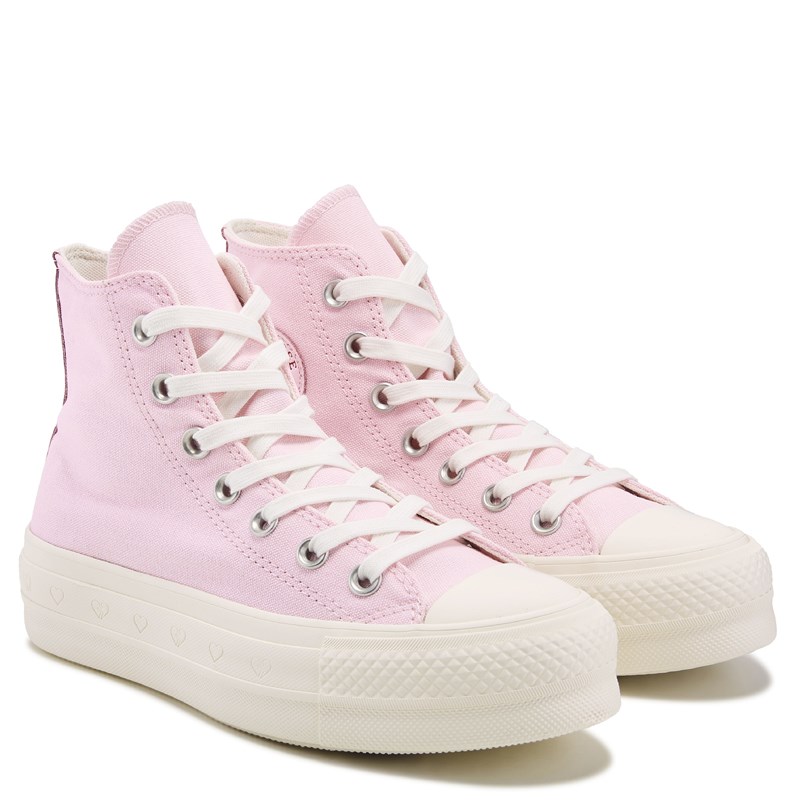 Converse Women's Chuck Taylor All Star Hi Lift Platform Sneakers (Pink/Berry/Valentine Hearts) - Size 11.0 M