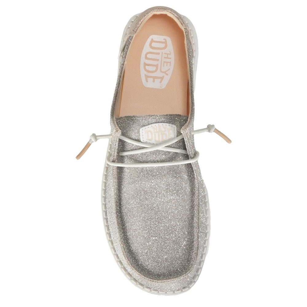 Wendy Stretch Sparkling Silver Sparkle Sparkly White Hey Dudes