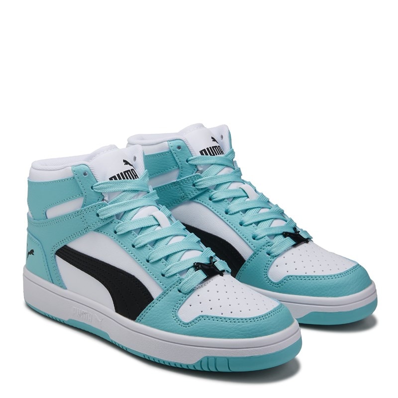 Puma Kids' Rebound Layup High Top Sneaker Big Kid Shoes (White/Blue/Black) - Size 4.0 M