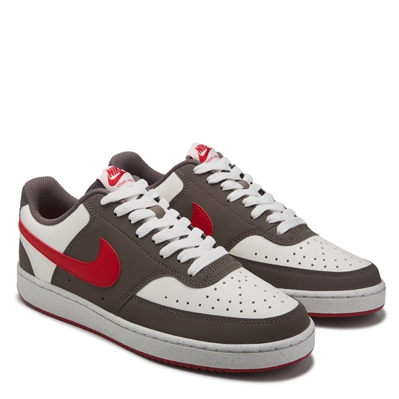 Nike Men's Court Vision Low Sneakers (Off White/Grey/Red) - Size 8.0 M