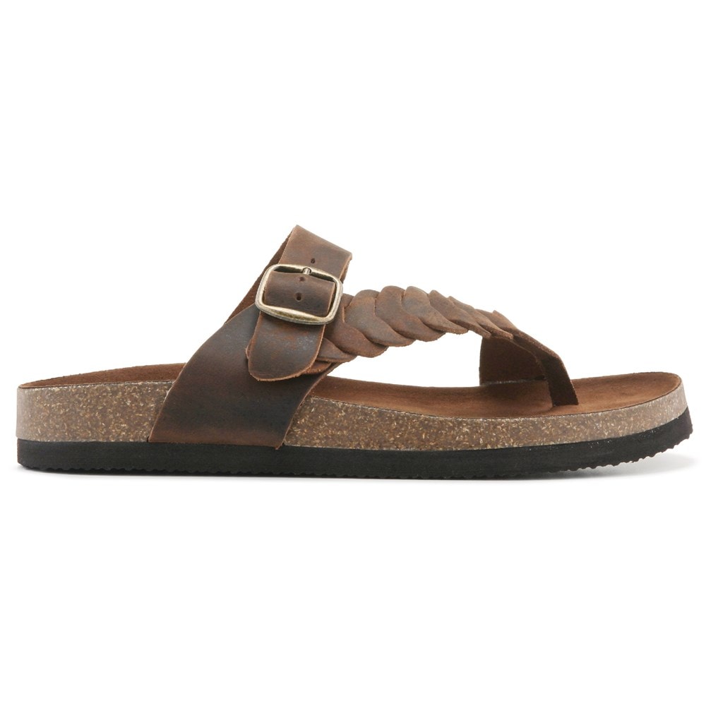 White Mountain Women s Happier Leather Footbed Sandal Famous Footwear