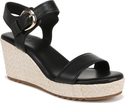 Women's Stella Wedge Sandal - Black Leather