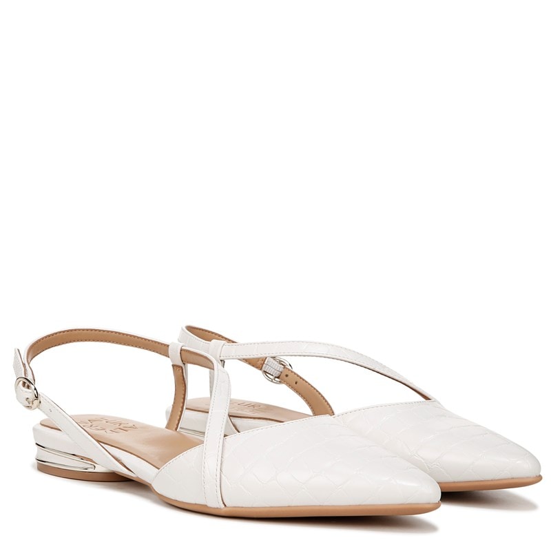 Naturalizer Women's Hawaii Slingback Flat Shoes (Warm White Faux Croco Leather) - Size 10.5 M