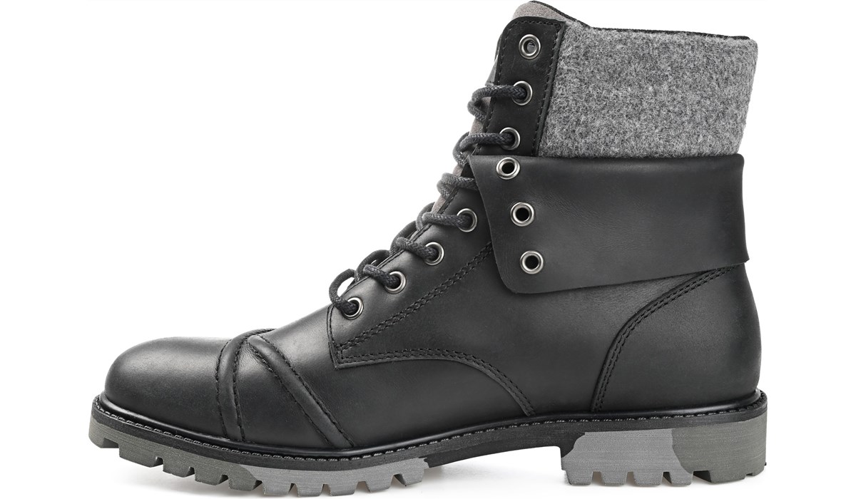 Waterproof black leather brushed cheap wool men's ashland boots