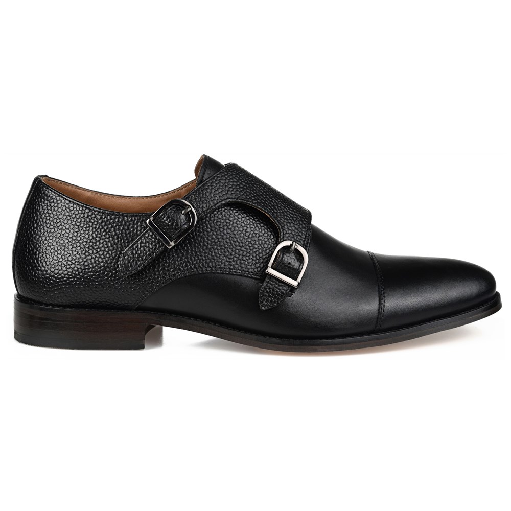 Thomas Vine Men s Calvin Double Monk Strap Dress Shoe Black Size 13