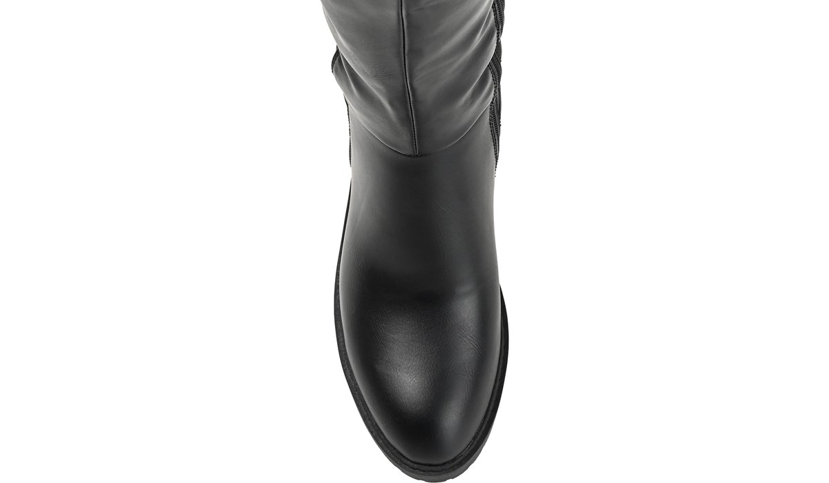 Ravel Ladies Womens Black Hyder Leather Flat Knee-High Boots 