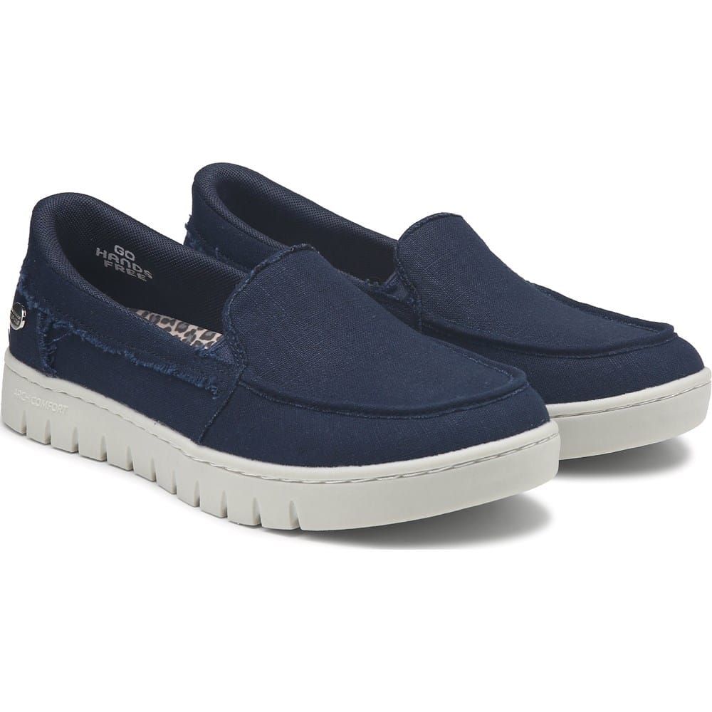 Skechers Navy Blue Knit Slip-On Loafers with White Sole Amazon.com | Skechers Women main image 4
