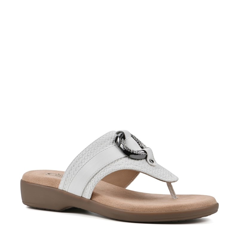 Cliffs by White Mountain Women's Benedict Flip Flop Sandals (White Woven) - Size 6.5 M