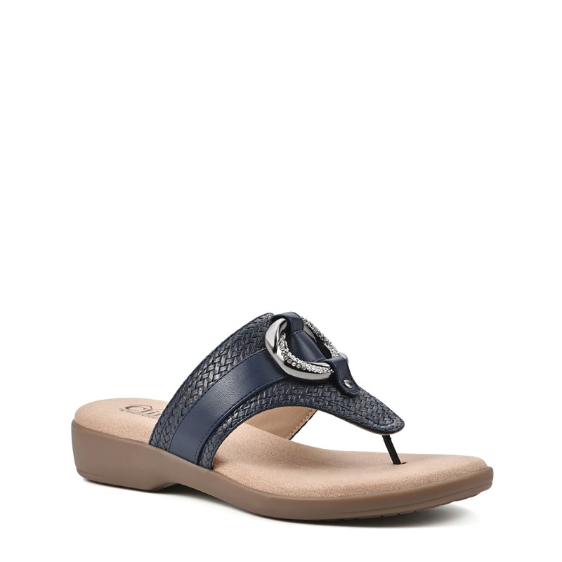 Cliffs by White Mountain Women's Benedict Flip Flop Sandals (Navy Woven) - Size 8.5 M
