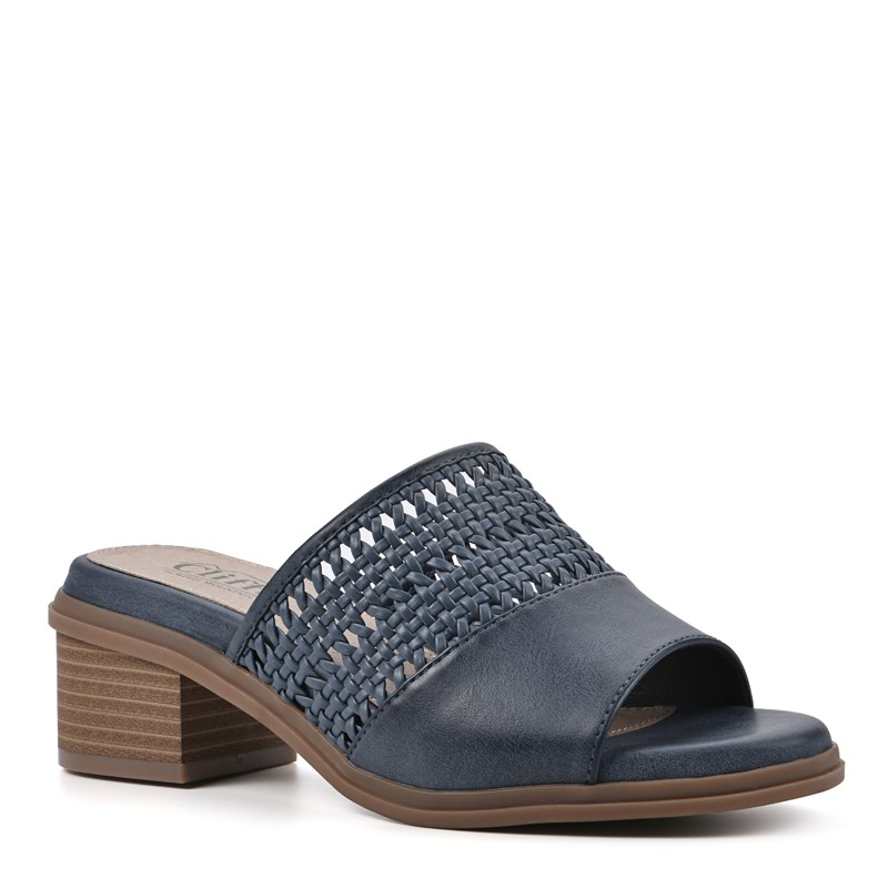 Cliffs by White Mountain Women's Corley Block Heel Sandals (Dark Blue Burnished Smooth) - Size 6.5 M