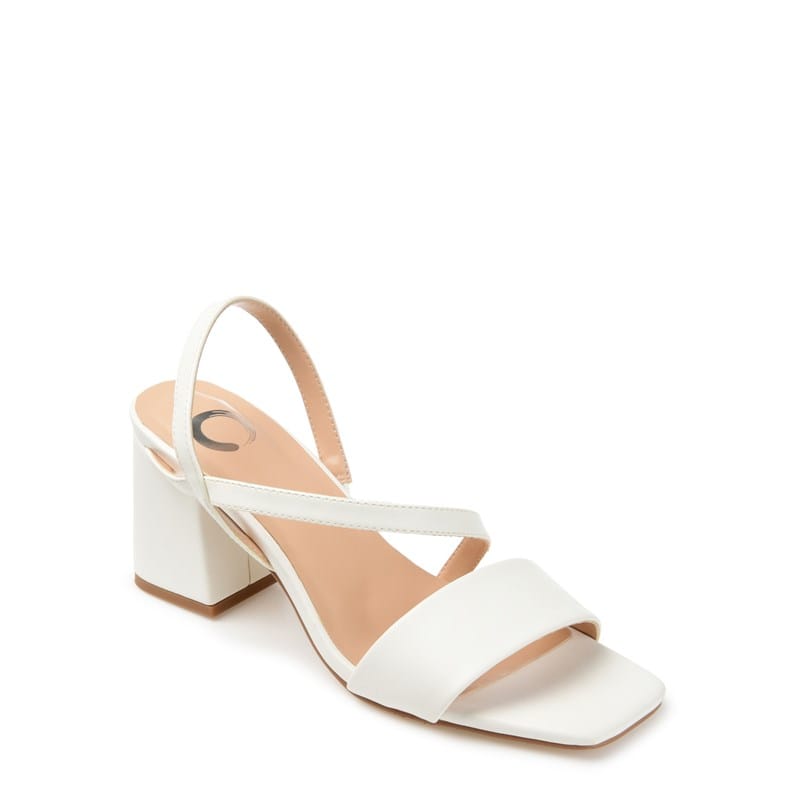Journee Women's Lirryc Block Heel Dress Sandals (White) - Size 11.0