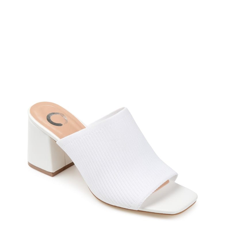 Journee Women's Lorenna Block Heel Dress Sandals (White) - Size 10.0 M