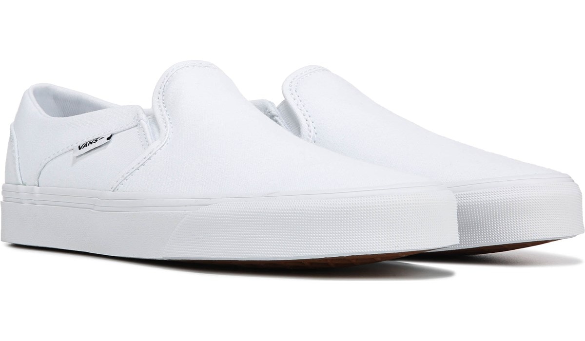 Vans Women's Asher Slip On Sneaker White, Sneakers and Athletic Shoes, Famous Footwear