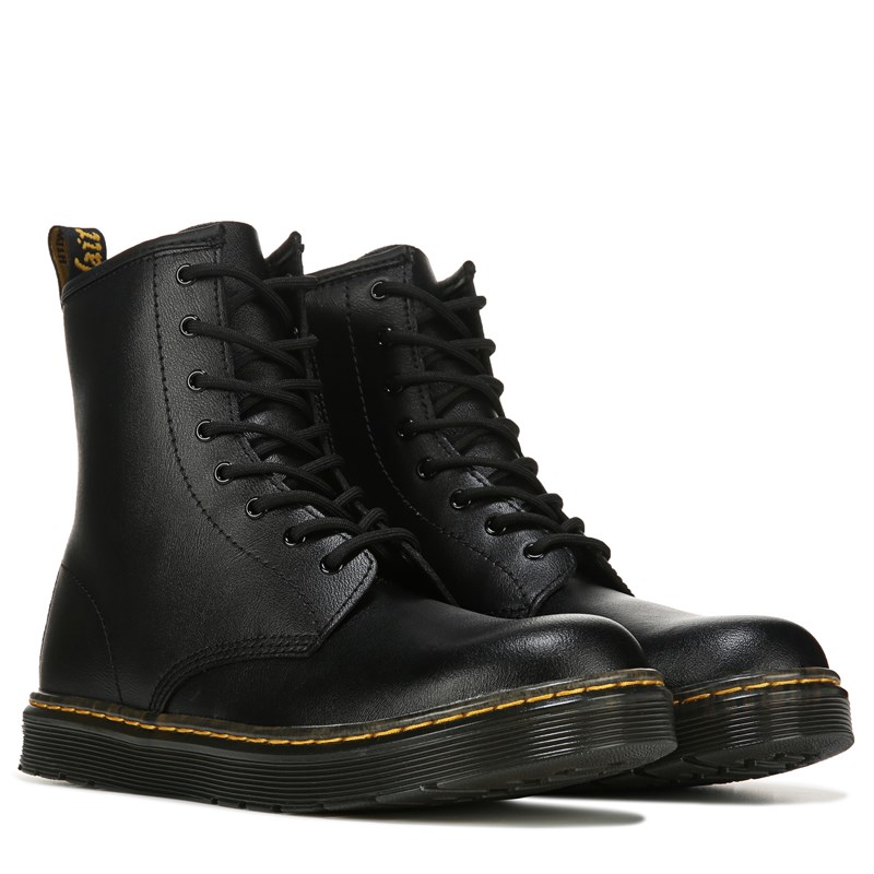 Dr. Martens Kids' Zavala Combat Lace Up Boot Big Kid Boots (Black Leather) - Size 5.0 M