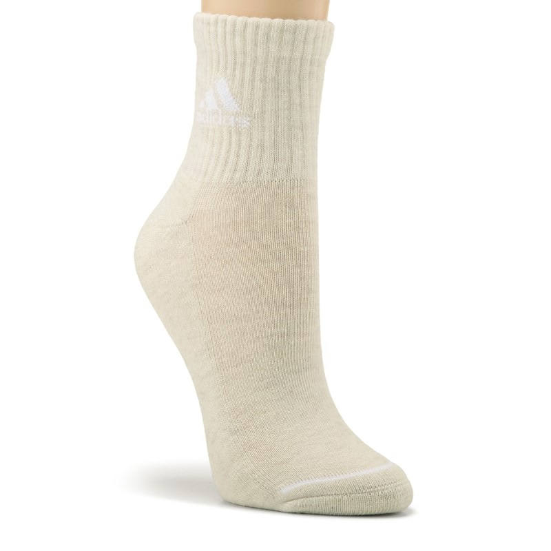 Adidas Women's Cushioned 3-Stripe 3.0 3-Pack High Quarter Socks (Medium Beige) - Size 0.0 OT