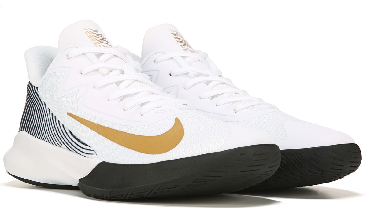 nike white and gold basketball shoes