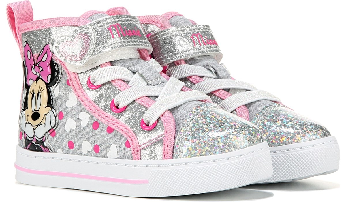 Minnie Mouse sneakers for children Laces and zipper Minnie Mouse high top shoes 
