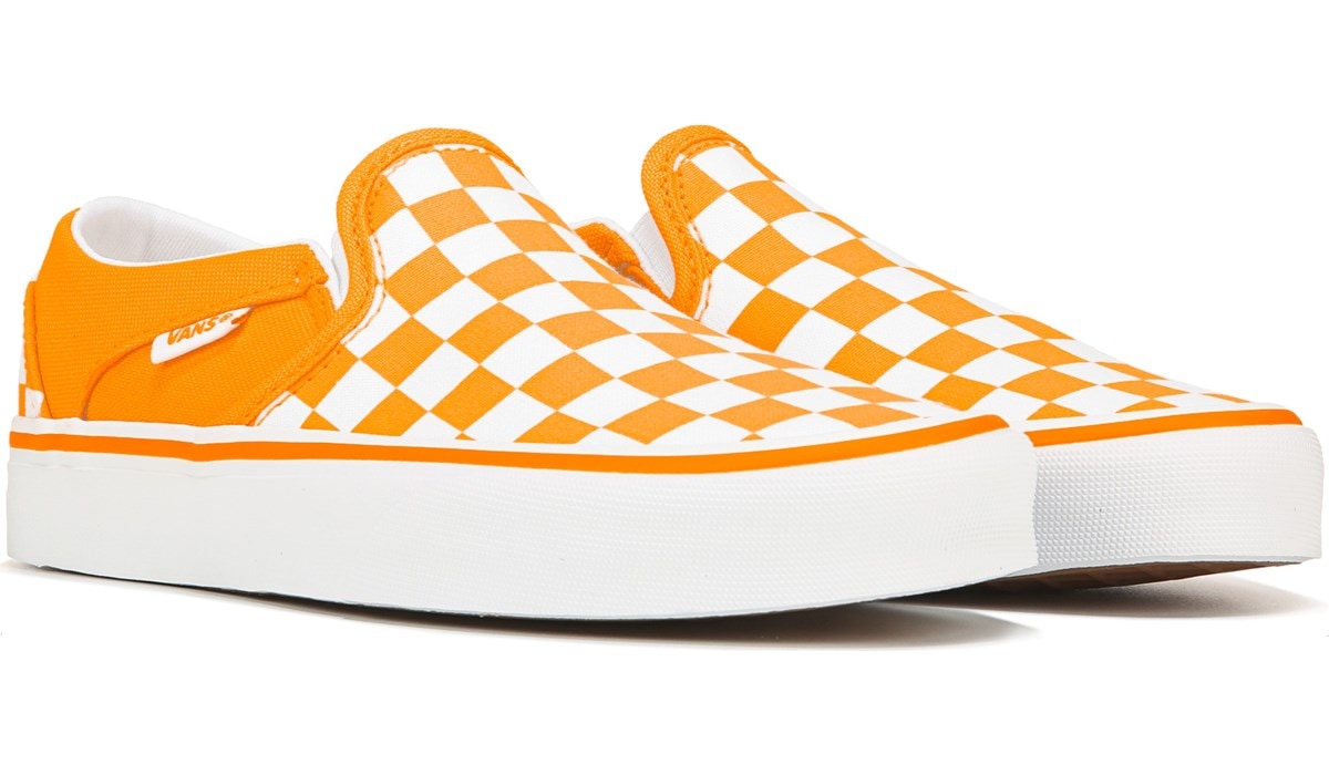 checkerboard vans orange